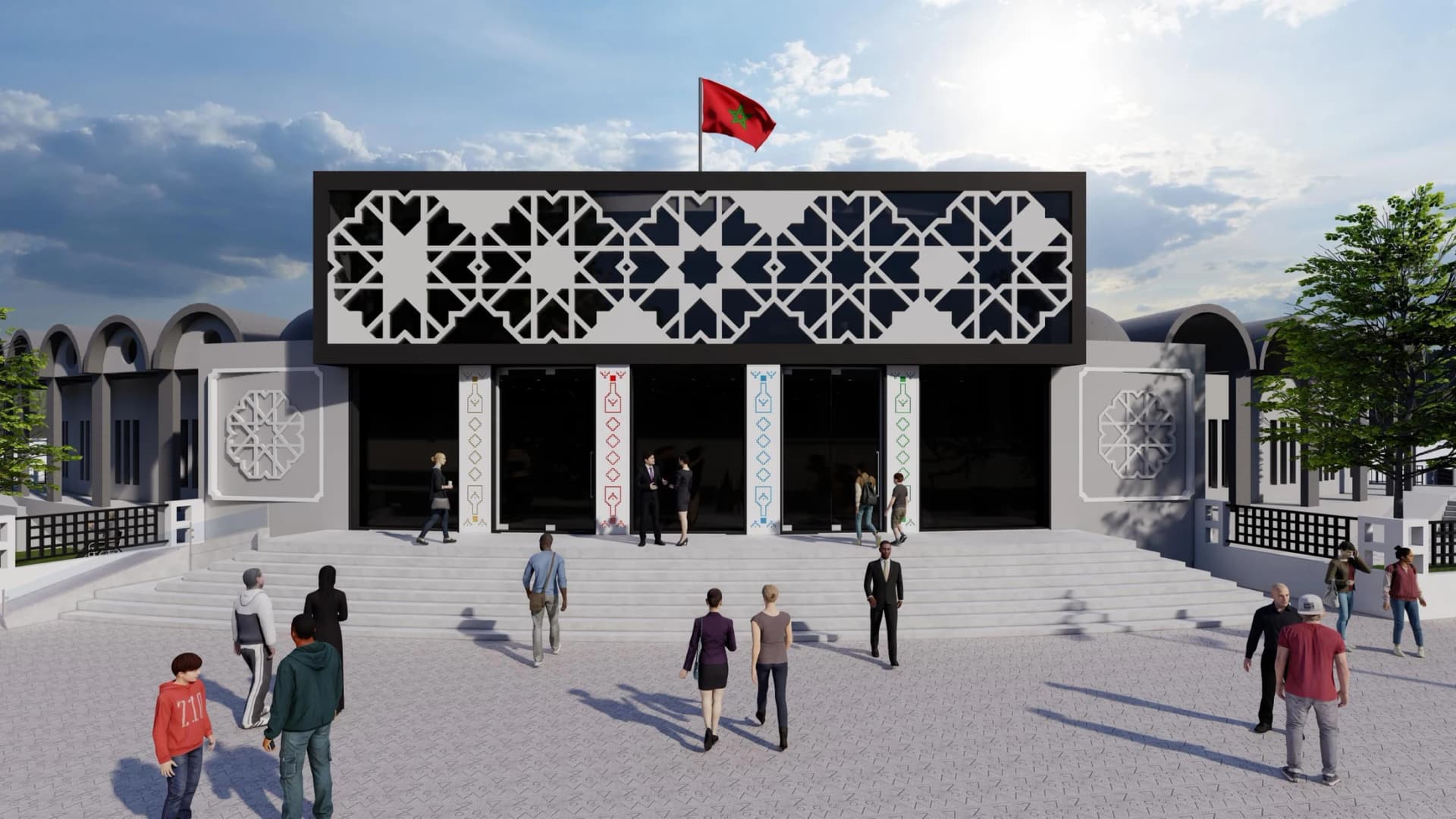 La façade principale et son parvis.